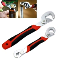 Multifunction Stainless Steel Socket Adjustable Universal Multi Function Wrench Spanner Set Tools Snap and Grip Open End Snap N Grip Tool Spanner Tool Kit (Black and Red) (Pack of 2)