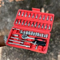 46 In 1 Pcs Tool Kit & Screwdriver and Socket Set, Hand Tool Kit Wrench Set Multi Purpose Combination Tool Case Precision Socket Set, Bike Tool Kit Set All Bike, Car Tool Kit Set