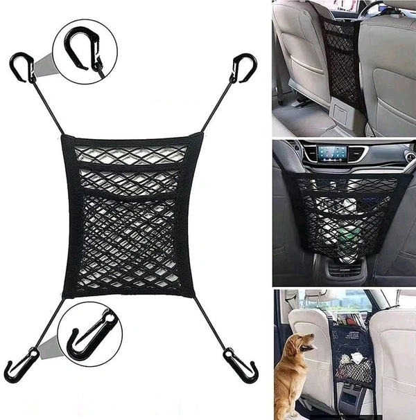 Car Mesh Organizer 3- Layer, Dog Net Between Car Seats, Barrier of Backseat Pet Kids
