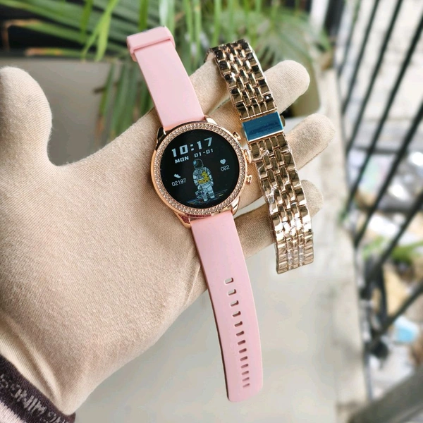 Smartwatch Gen 9 High Quality Model | Diamond Design With Dual Belts | One Silicon Strap And One Metal  - 1 Month Cybzone Warranty