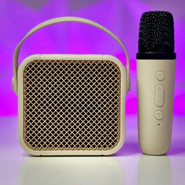 First Time In India | Heavy Bass Portable Bluetooth Speaker With Wireless Mic | Ultra Clear Sound Quality (Pack of 1) - 1 Month Cybzone Warranty, Offwhte