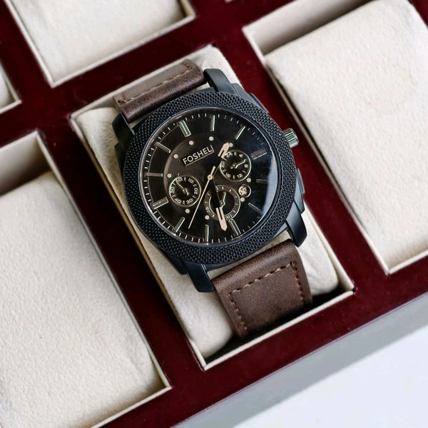Most Demanded Fosheli Analog Quartz Movement Watch With High Quality Strap Best finishing Body & Case - Brown