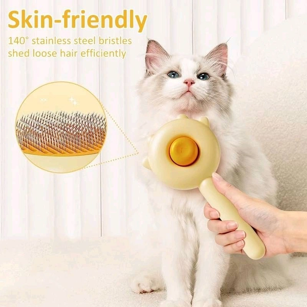 Honey Bee Dog Comb & Cat Comb New Pet Hair Cleaner Brush Cat Grooming Brush with Release Button and Pain Free, Easy to Remove Loose Undercoat, Pet Massaging Tool Suitable For Dog - Pack Of 1