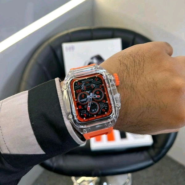 H9 Smartwatch with Long Battery Life, Music Storage With Tws Support, 2.01" High-Resolution Screen, Bluetooth Calling, IP68 Waterproof, TFT Display, Luxury Design for Men & Women - Orange, 1 Month Cybzone Warranty