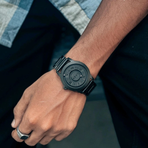 Magnetic Magnetic Ball Unique Watch For Men | New Fashionable Business Mens Watch Creative Unique Rotating Magnetic Beads Black Classic Watch Exquisite Watch - Roman