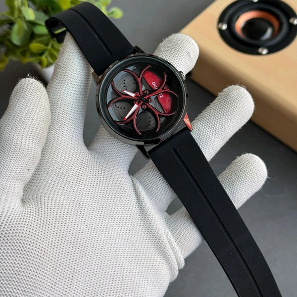 Gyro Spinning Car Alloy Rim Wheel Watch | Car Wheel Watch, Mens Wristwatch with Spinning Car Rim Hub Design, Quartz Movement, Gifts for Car Enthusiasts - SRG1