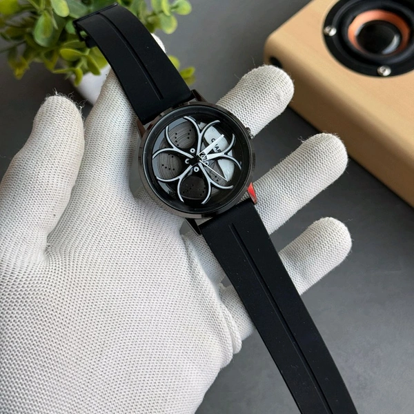 Gyro Spinning Car Alloy Rim Wheel Watch | Car Wheel Watch, Mens Wristwatch with Spinning Car Rim Hub Design, Quartz Movement, Gifts for Car Enthusiasts - SRG6