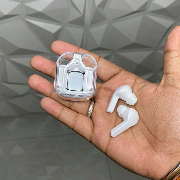 Transparent Design Wireless In-Ear Headphones, LED Power Display, High-Definition Sound Quality, Long Battery Life, Comfortable to Wear  - 1 Month Cybzone Warranty, White