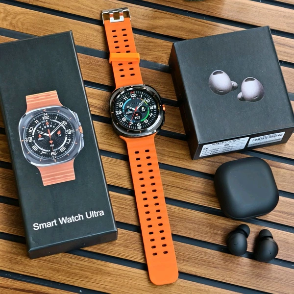 Most Awaited Budget Combo | Watch 7 Ultra Smartwatch With Wireless Buds 2, Full Touch Screen, Fitness Tracker, Wireless Call Make/ Answer, Music Control, Message Notification, Best Gift - SRB1, 1 Month Cybzone Warranty