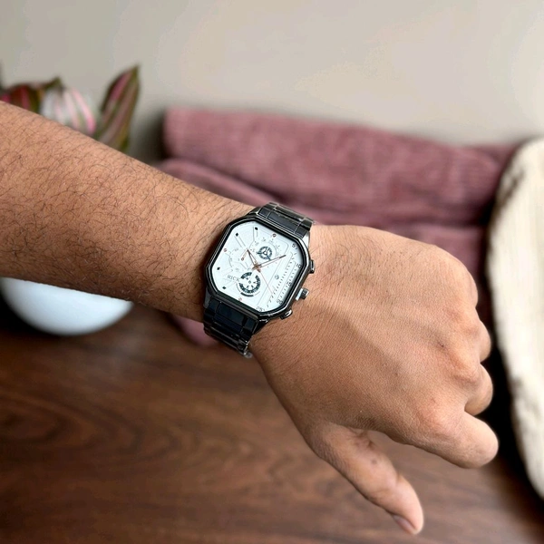 Most Demanded Rick Analog Quartz Movement Watch With High Quality Strap Best finishing Body & Case - White