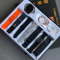Most Demanded Smartwatch Gift Combo, Watch Ultra 7 In 1 Combo Gift Pack, 7 High Quality Straps, Bluetooth Calling Support, Customized Watch Face - Black