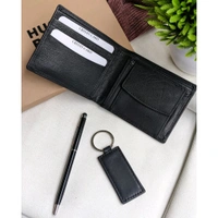 New Gift Set with Leather Wallet, Keychain, and Pen, Elegant Packaging, Ideal for Men, Perfect for Corporate Gifting, Travel, and Daily Use