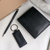 New Gift Set with Leather Wallet, Keychain, and Pen, Elegant Packaging, Ideal for Men, Perfect for Corporate Gifting, Travel, and Daily Use