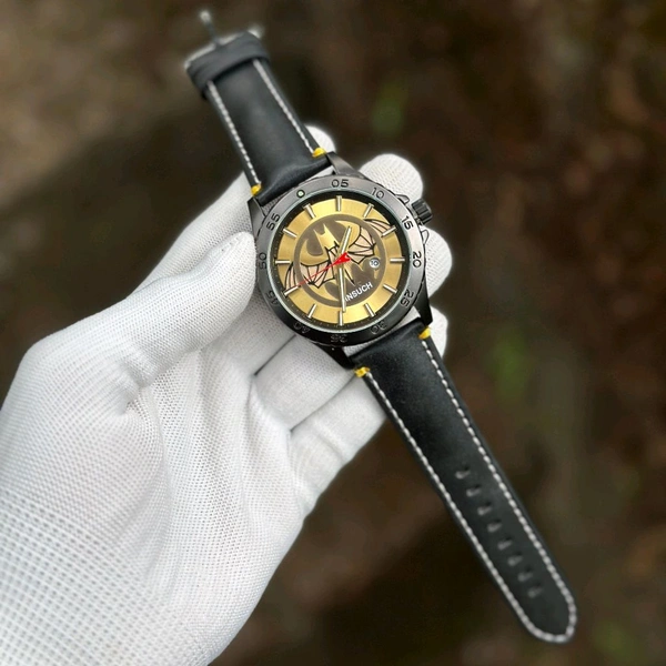Insuch Batman Edition Watch Analog Watch - For Men | Men Analog Batman Logo Metal Casual Wrist Watch with Premium Leather Strap - Gold