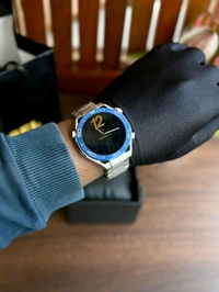 Round Smartwatch with Dual Strap & Premium Hard Box Packing With Carry Bag – Bluetooth Calling, Notifications & Fitness Tracking - 1 Month Cybzone Warranty, Silver