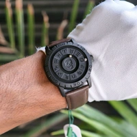 Exclusive Zodiac-Inspired Skeleton Dial Watch – Premium Vintage Leather Strap, Rotating Time Display & Bold Luxury Design - Brown