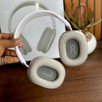 Headphones MAX – Premium Quality Wireless Headphones with Heavy Sound Quality, Magnetic Cushions, Case & Net Cloth Headband - 1 Month Cybzone Warranty, Gray