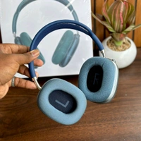 Headphones MAX – Premium Quality Wireless Headphones with Heavy Sound Quality, Magnetic Cushions, Case & Net Cloth Headband - 1 Month Cybzone Warranty, Blue