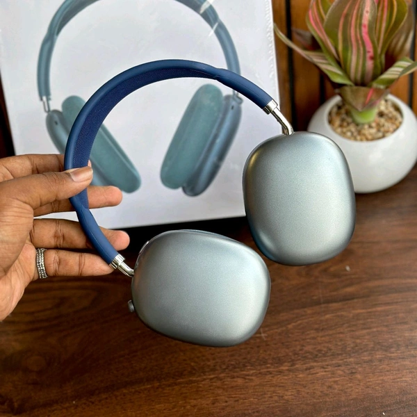 Headphones MAX – Premium Quality Wireless Headphones with Heavy Sound Quality, Magnetic Cushions, Case & Net Cloth Headband - 1 Month Cybzone Warranty, Blue
