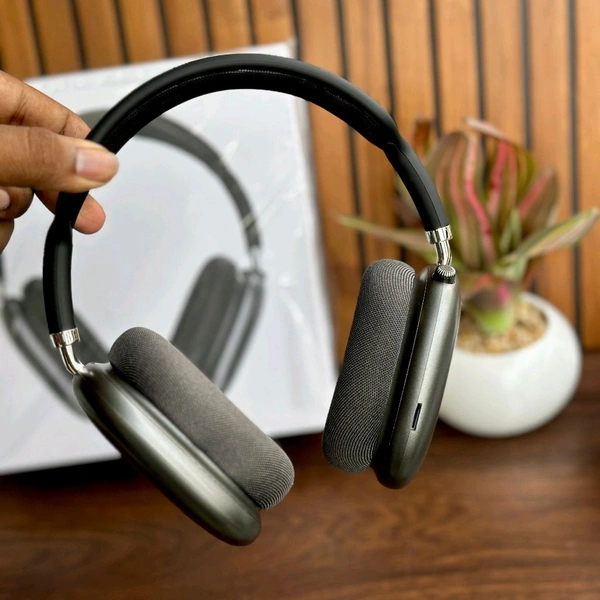 Headphones MAX – Premium Quality Wireless Headphones with Heavy Sound Quality, Magnetic Cushions, Case & Net Cloth Headband - 1 Month Cybzone Warranty, Black