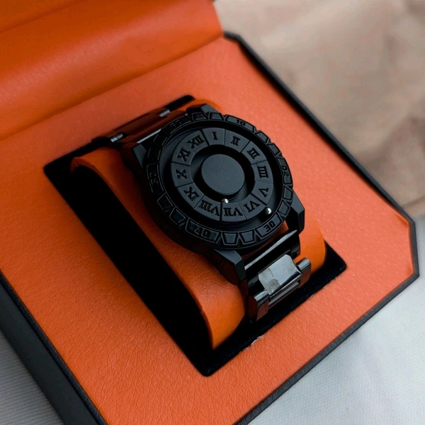 Luxury All-Black Zodiac-Inspired Rotating Metal Ball Dial Watch – Premium Stainless Steel Strap & Bold Design - SRB1