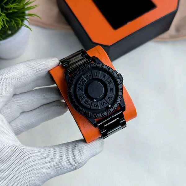 Luxury All-Black Zodiac-Inspired Rotating Metal Ball Dial Watch – Premium Stainless Steel Strap & Bold Design - SRB1