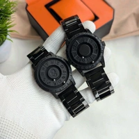 Luxury All-Black Zodiac-Inspired Rotating Metal Ball Dial Watch – Premium Stainless Steel Strap & Bold Design - SRB1