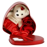 Valentine Day Gift Teddy Bear Soft Toy Stuffed Animal Artificial Flower Roses Heart Gift Box Valentine Gift for Girlfriend Boyfriend Husband Wife Girls Boys