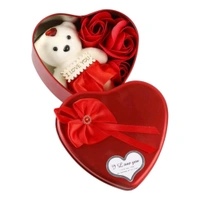 Valentine Day Gift Teddy Bear Soft Toy Stuffed Animal Artificial Flower Roses Heart Gift Box Valentine Gift for Girlfriend Boyfriend Husband Wife Girls Boys