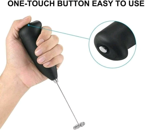 Powerful Handheld Milk Frother, Mini Milk Foamer Stainless Steel Battery Operated Soft Touch Premium Drink Mixer with Frother Stand for Coffee Hot Milk