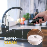 Powerful Handheld Milk Frother, Mini Milk Foamer Stainless Steel Battery Operated Soft Touch Premium Drink Mixer with Frother Stand for Coffee Hot Milk