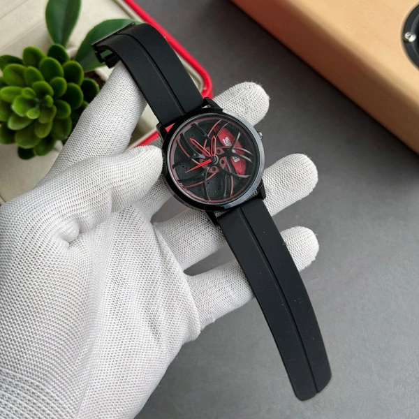 Gyro Spinning Car Alloy Rim Wheel Watch | Car Wheel Watch, Mens Wristwatch with Spinning Car Rim Hub Design, Quartz Movement, Gifts for Car Enthusiasts - SRW1
