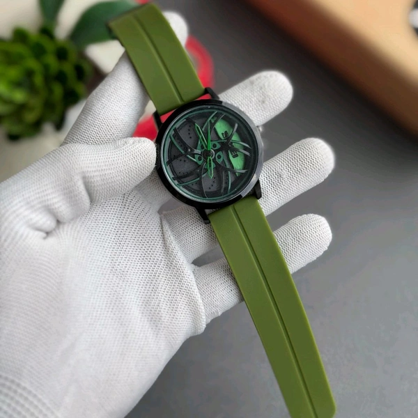 Gyro Spinning Car Alloy Rim Wheel Watch | Car Wheel Watch, Mens Wristwatch with Spinning Car Rim Hub Design, Quartz Movement, Gifts for Car Enthusiasts - SRW4