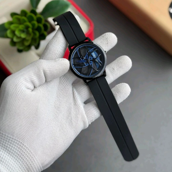 Gyro Spinning Car Alloy Rim Wheel Watch | Car Wheel Watch, Mens Wristwatch with Spinning Car Rim Hub Design, Quartz Movement, Gifts for Car Enthusiasts - SRW5