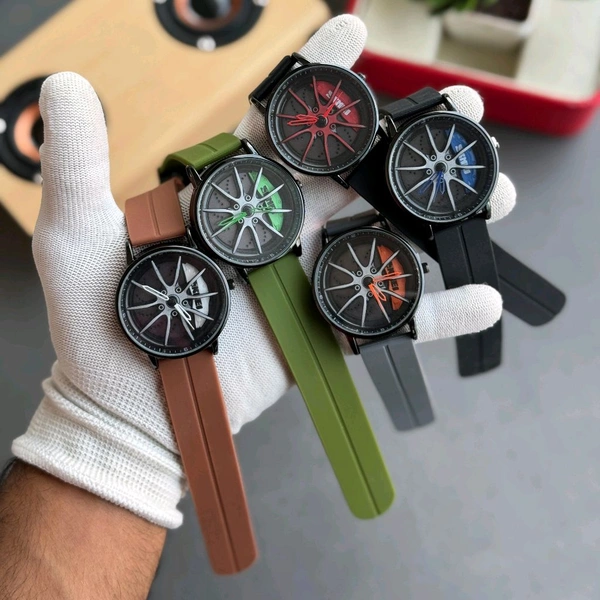 Gyro Spinning Car Alloy Rim Wheel Watch | Car Wheel Watch, Mens Wristwatch with Spinning Car Rim Hub Design, Quartz Movement, Gifts for Car Enthusiasts - Red