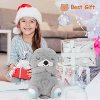 Portable Breathing Teddy Bear Soft Toy Plush Sound Machine, Baby Gift with Music, Lights & Breathing Motion Infant Toys for Newborns, Soft Breathing Stitch Teddy - Blue