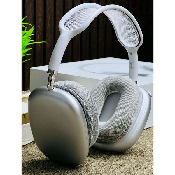 Wireless Over-Ear Max 2 Headphones - Active Noise Cancellation, 6 to 12hrs Playtime, Low Latency, Comfort Padding for Travel & Home Use, Gaming Headphones | Comfortable Wear - 1 Month Cybzone Warranty, Silver