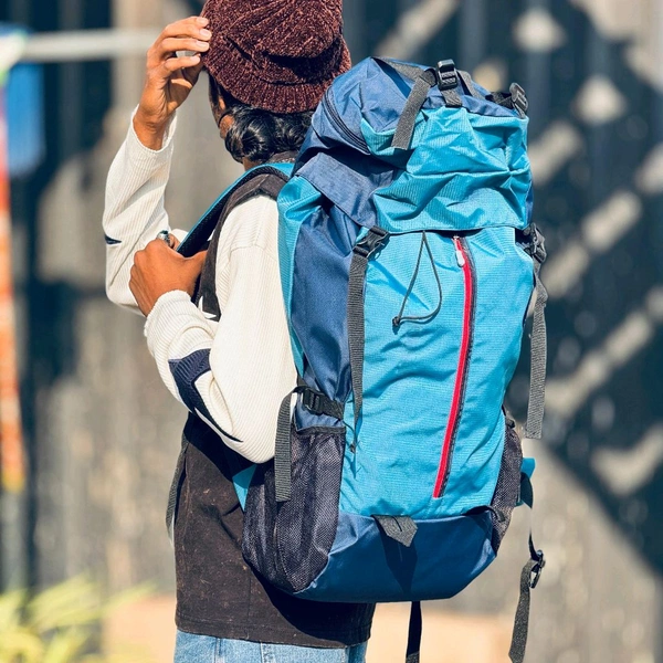Outdoor Sports Backpack 75L Mountaineering Bag Waterproof Hiking Backpack Camping Climbing Rucksack Travel Trekking Backpack - Sky Blue