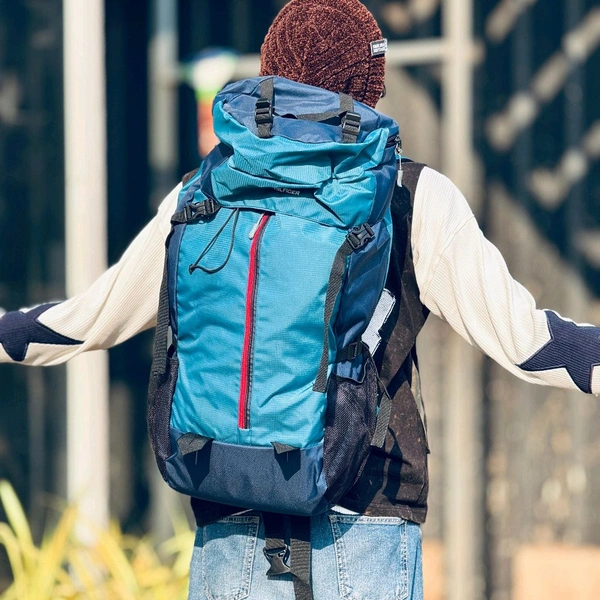 Outdoor Sports Backpack 75L Mountaineering Bag Waterproof Hiking Backpack Camping Climbing Rucksack Travel Trekking Backpack - Sky Blue