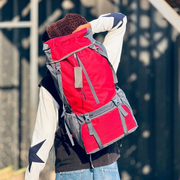 Outdoor Sports Backpack 75L Mountaineering Bag Waterproof Hiking Backpack Camping Climbing Rucksack Travel Trekking Backpack - Red