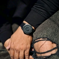 Minimalist Magnetic Ball Watch – Modern Design Watch, Rubber Strap, Round Dial, Battery Powered - Black