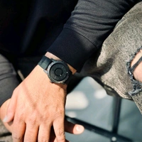 Minimalist Magnetic Ball Watch – Modern Design Watch, Rubber Strap, Round Dial, Battery Powered - Black