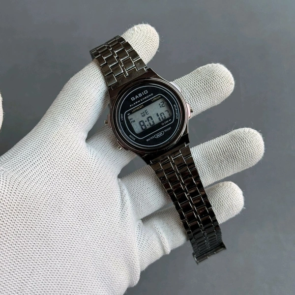 Gasio Digital Unisex Metal Strap Watch - Black