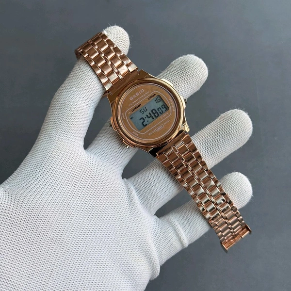 Gasio Digital Unisex Metal Strap Watch - Copper