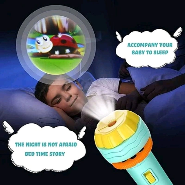 Unique Kids Mini Projector Flashlight, 6 Slide Discs in Animal, Statistics, Alphabet, vegetable and plus-minus patterns, 48 Colorful Images Educational & Fun Night Light Torch for Boys & Girls