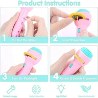Unique Kids Mini Projector Flashlight, 6 Slide Discs in Animal, Statistics, Alphabet, vegetable and plus-minus patterns, 48 Colorful Images Educational & Fun Night Light Torch for Boys & Girls