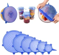 Silicone Stretch Lids Flexible Covers for Utensils, Bowls, Plates Jars, Cans, Mugs, Dishwasher, Freezer Safe, Food Safety Reusable Lids 6 pcs Multi Size