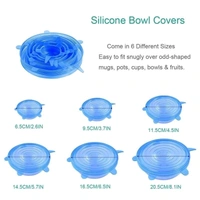 Silicone Stretch Lids Flexible Covers for Utensils, Bowls, Plates Jars, Cans, Mugs, Dishwasher, Freezer Safe, Food Safety Reusable Lids 6 pcs Multi Size