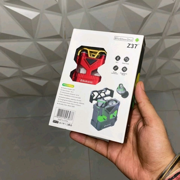 Z37 Metal Body Wireless Earbud Headphones, TWS BT 5.3, Touch Control, Hands-Free, Low Latency, Auto Pairing, Non-Waterproof, Condenser Mic, Rgb Light, for Sports & Gaming, Type-C Charging - Compatible with Android And iOS - Red
