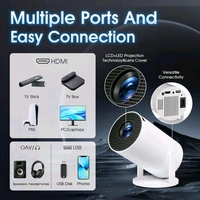 HY300 1GB/8GB, HD Android 11 Projector WiFi 6/BT 5.0 180° Rotation Auto Keystone (Remote Controller) Portable Projector (White) - 1 Month Cybzone Warranty, Prepaid orders only accepted!